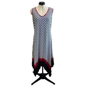 PerSeption Concept Midi Dress Black and White Stripe Print Size Medium